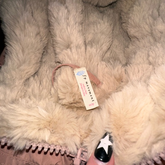 Free People Movement Pink Hooded Jacket with Faux Fur lining and trim - Picture 3 of 4
